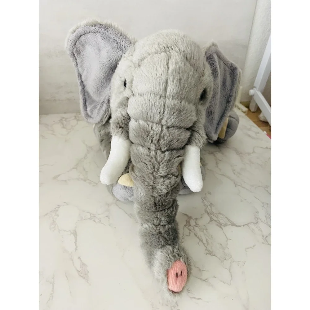FAO Schwarz Gray Elephant Plush Laying Down Floppy Stuffed Animal 2018